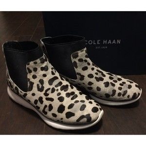 COLE HAAN 9M W11761 3 Zerogrand Chelsea Ocelot Haircalf Sneaker Boot Optic White